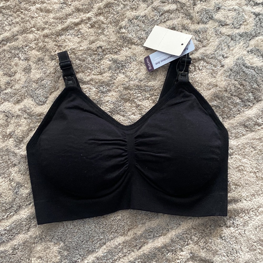 Nursing Bra Seamless size large black Full bust Maternity